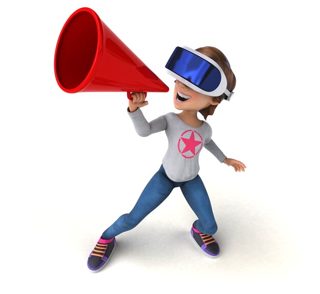 Leuke illustratie van een tienermeisje met een VR-helm