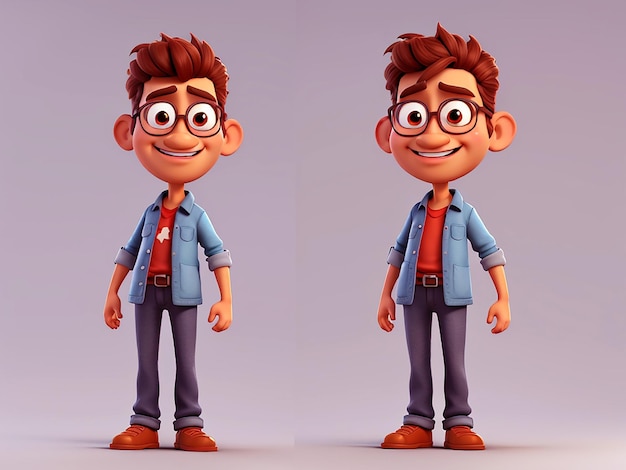 Foto leuke jongen cartoon personage 3d model