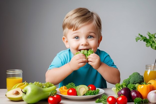 Leuke jongen, eet gezond.