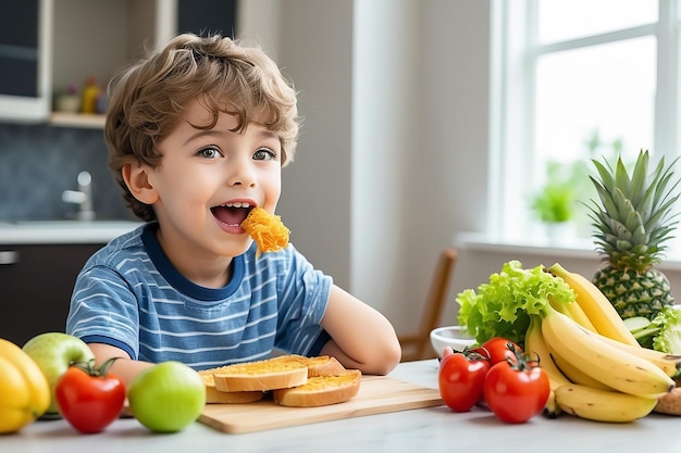 Leuke jongen, jongen, kies eten.