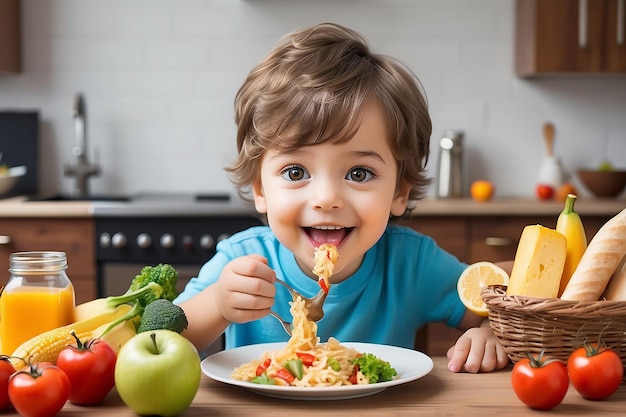 Leuke jongen, jongen, kies eten.