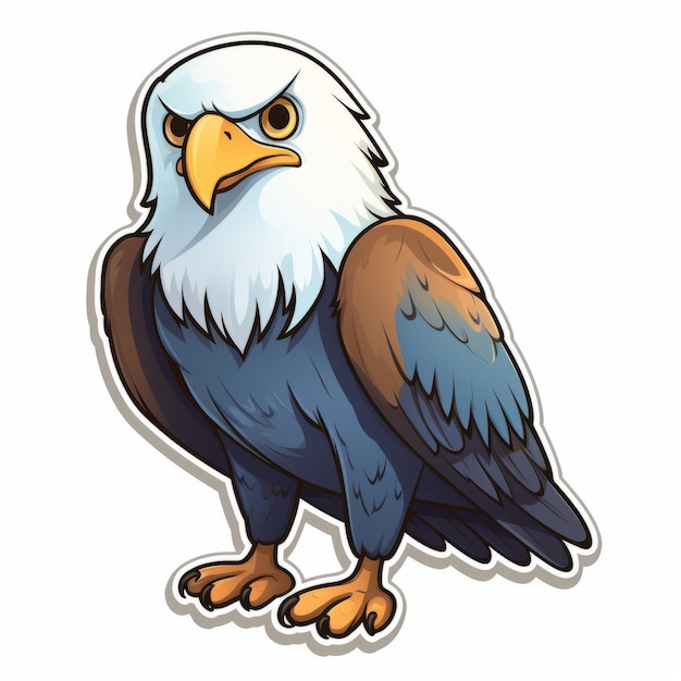 Leuke kale adelaar personage sticker vector illustratie