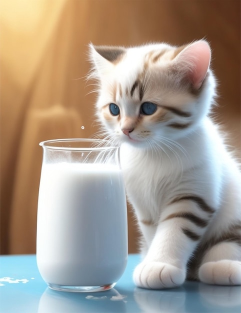 Leuke kat die melk drinkt.