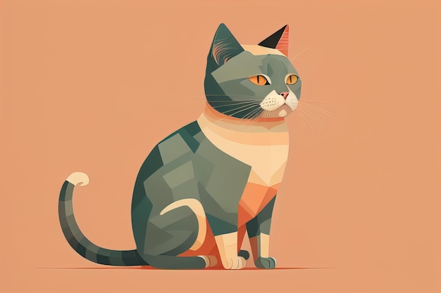 Foto leuke kat die op de vloer zit vector illustratie in retro stijl ai generatief