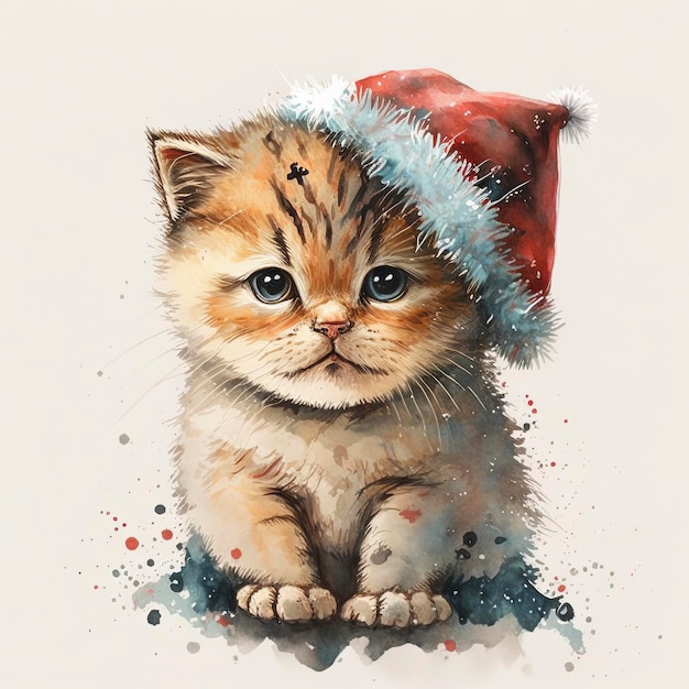 Leuke kat met kerstmuts