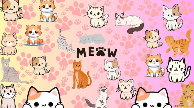 Leuke katten speelse patroon in pastellen