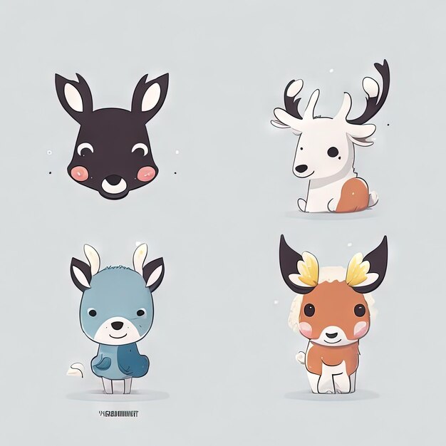 Foto leuke kawaii dieren logo's collectie