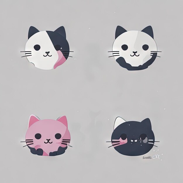 Leuke Kawaii Dieren Logo's Collectie