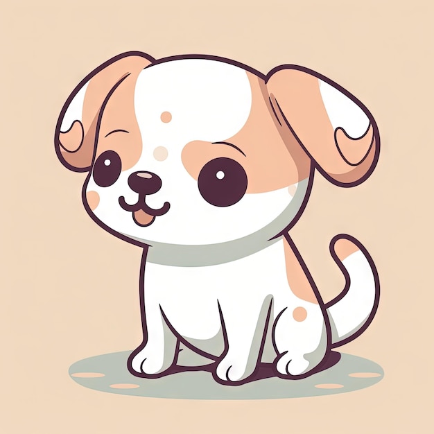 Leuke Kawaii Hond Clipart op Witte Achtergrond