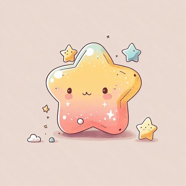 Foto leuke kawaii illustratie gele ster