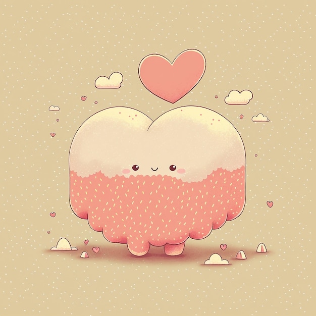 Leuke Kawaii Illustratie Roze Beige Hart