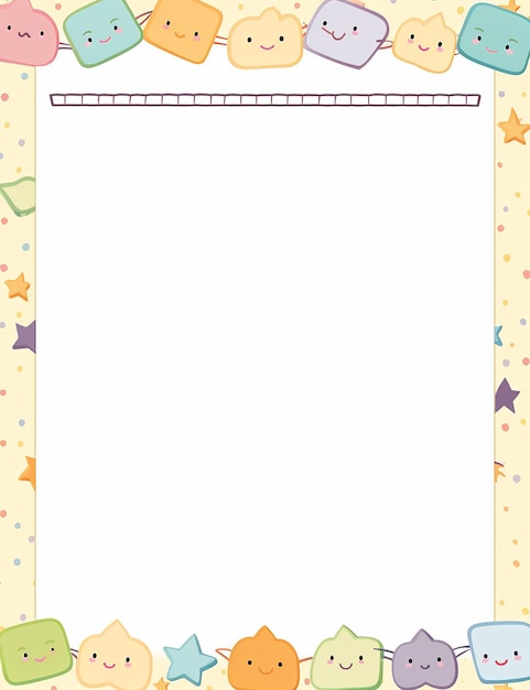 Leuke kawaii Kindergarten kinderen eenvoudige flats ontwerp gecentreerd memo papier sjabloon notitie papier