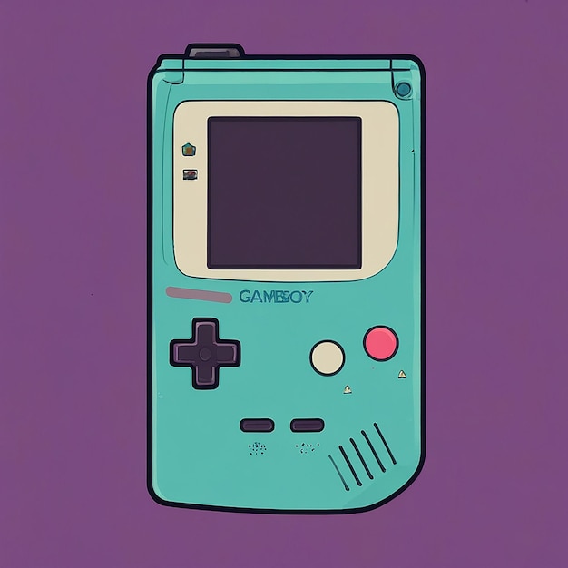 Leuke Kawaii Nintendo GameBoy Console Vector Illustratie Gaming Mascotte Logo Karakter Oud spel Retro