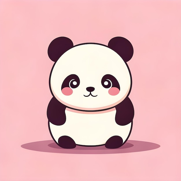 Leuke Kawaii Panda Vector Clipart Icon Cartoon Character Icon op een bleek roze achtergrond