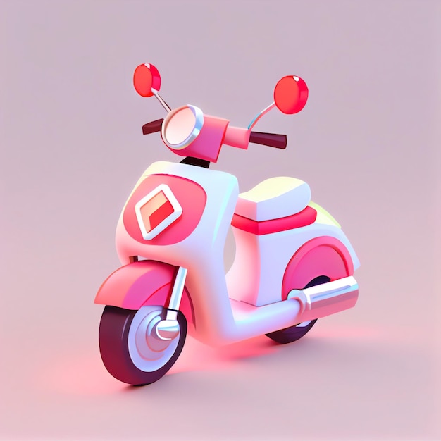 Leuke kawaii roze motorfiets 3d render illustratie