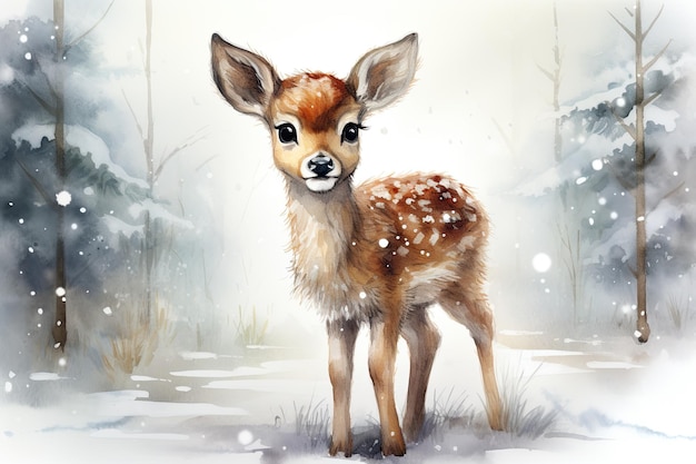 Leuke kerst rendieren aquarel illustratie