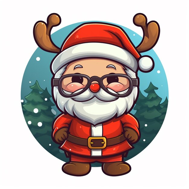 Leuke kerstman gesloten reindeer sticker