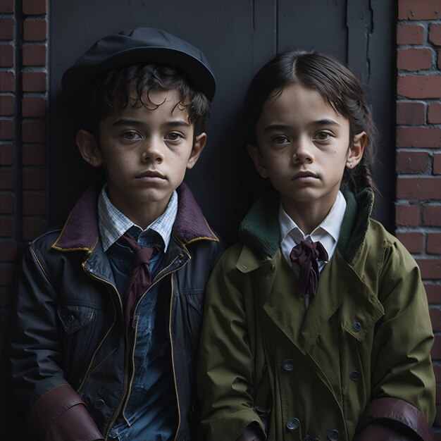 Foto leuke kinderen meisje en jongen transparante geïsoleerde achtergrond ai