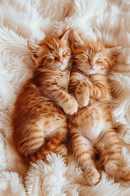 Leuke kittens slapen op het bed. Selectieve focus.