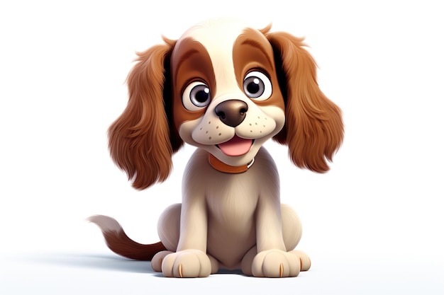 Leuke kleine geanimeerde realistische cartoon puppy onschuldige hond