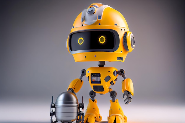 Leuke kleine gele 3d robot Generatieve AI