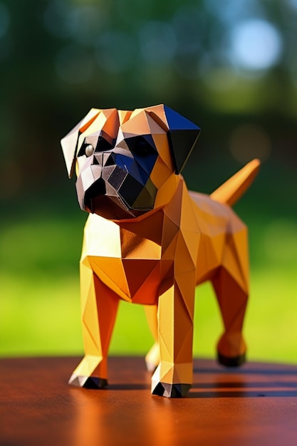 Leuke kleine hond gemaakt in origami stijl.