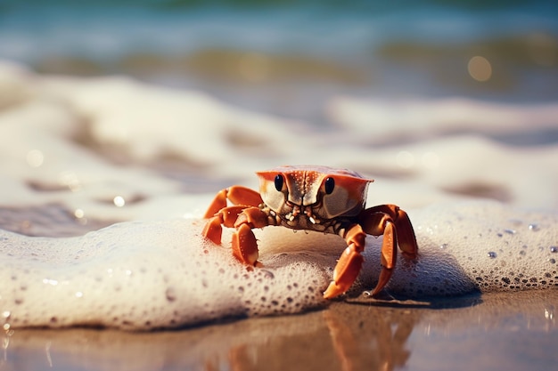 Leuke kleine krab op het strand.