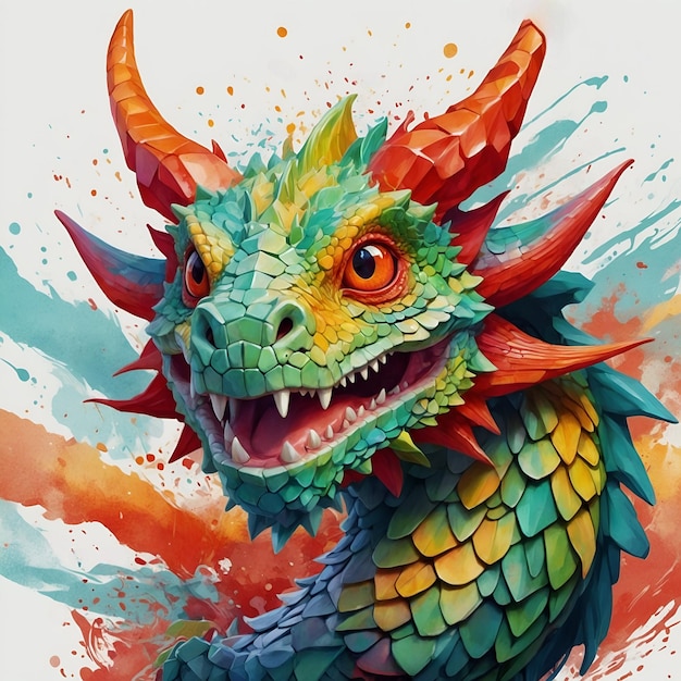 Leuke kleurrijke draak illustratie