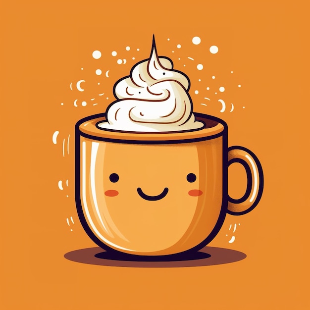 Leuke koffiekop in een doodle stijl.