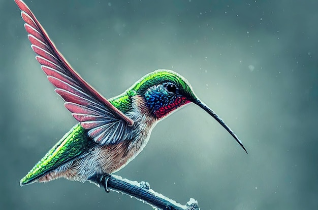 Leuke kolibrie in kerstlandschap