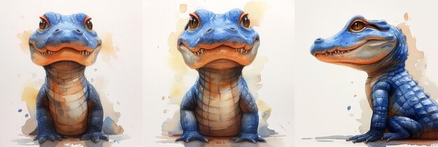 Leuke krokodil alligator aquarel schilderij