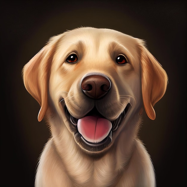 Leuke labrador hond met een blij gezicht en goudbruin glanzende vacht