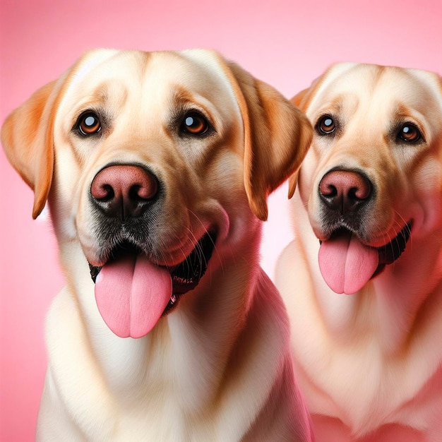 Leuke labrador retriever hond op roze achtergrond Digitale schilderij