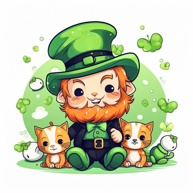 Foto leuke leprechaun meisje met shamrock en munt