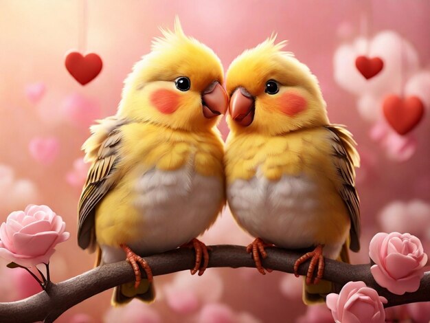 Leuke liefdesvogels illustratie romantische vogels schattige gele vogels gele liefdes vogels liefde vogels