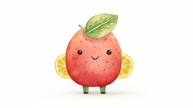 Leuke mango Happy Fruit op witte achtergrond met een glimlach in de illustratiestijl van kinderen