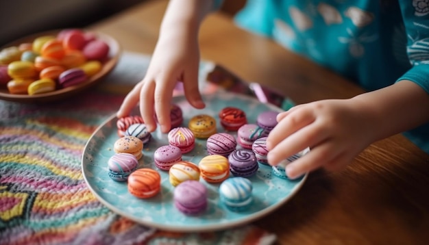 Leuke meisjes die zoete koekjes bakken in zelfgemaakte keuken gegenereerd door AI