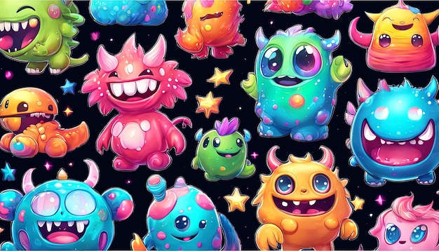 Leuke monster behang sticker set