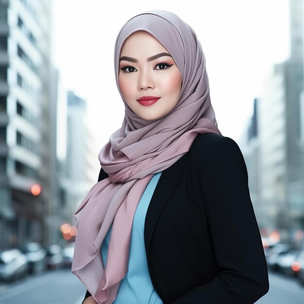 Foto leuke mooie aziatische moslimvrouw die hijab-gebruik draagt
