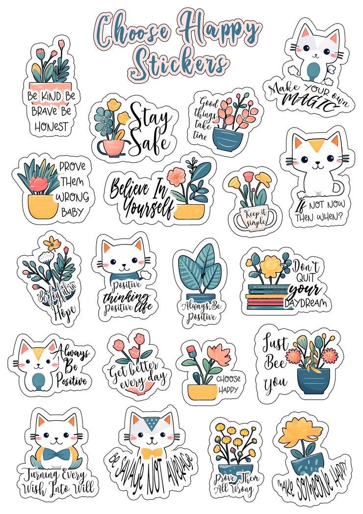 Foto leuke motiverende stickers voor je planner drukbare stickers met katten en boeken gegenereerd door ai