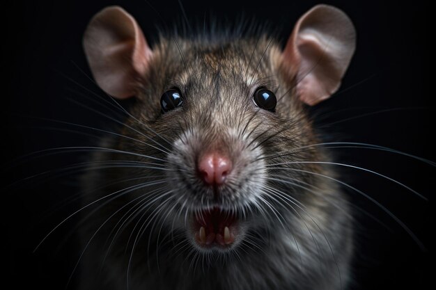 Foto leuke muis die naar camera kijkt portret van knaagdier close-up