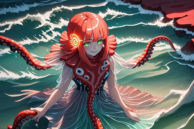 Leuke Octopus anime manga meisje illustratie