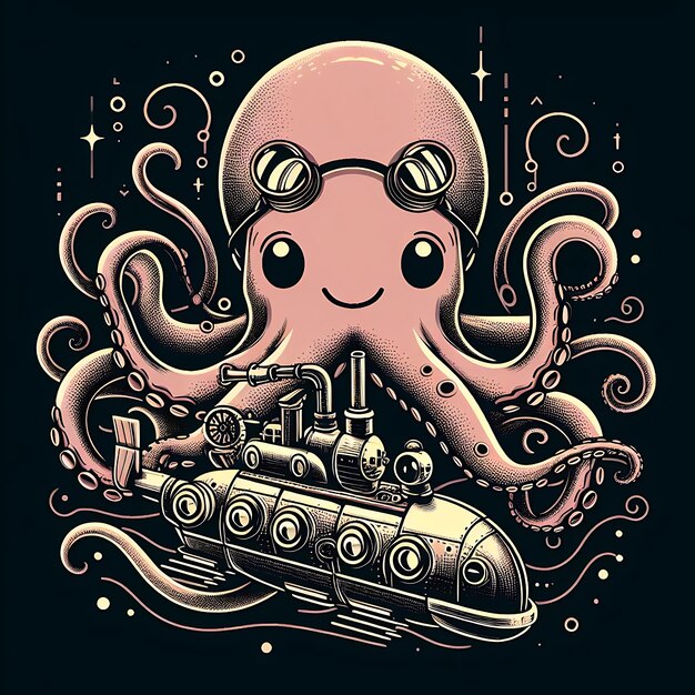Leuke octopus steampunk stijl vaag