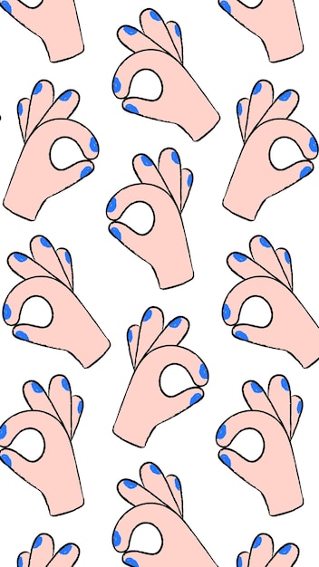 Leuke ok hand png achtergrond gebaar patroon in doodle transparant ontwerp