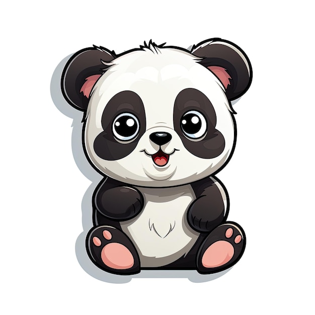 Leuke panda cartoon sticker op witte achtergrond Vector illustratie