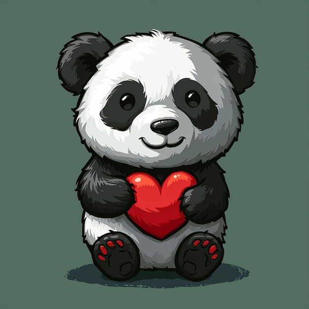 Leuke panda die liefde vasthoudt cartoon