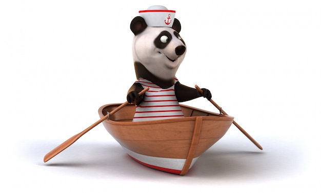 Leuke panda op een boot