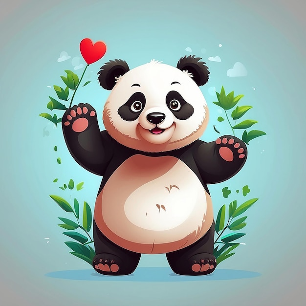 Leuke Panda Waving Hand Vector Icon Illustratie Panda Mascotte Cartoon Personage Dier Icon Concept Wit Geïsoleerd