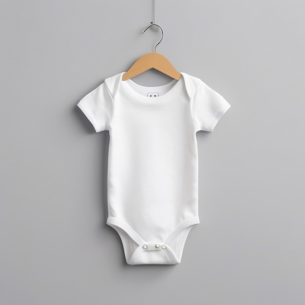 Leuke pasgeboren kind katoen witte baby pak peuter voor blank mockup mode ontwerp achtergrond