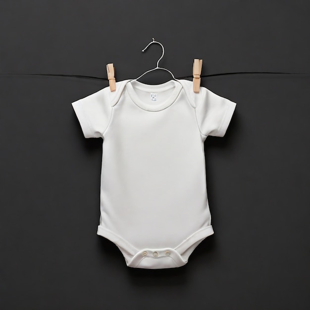 Leuke pasgeboren kind katoen witte baby pak peuter voor blank mockup mode ontwerp achtergrond